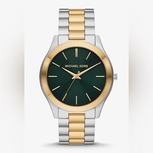 Michael Kors Gold and Green Two-Tone Classic Bracelet Watch